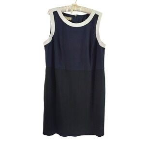 Talbots Women's Dress 18W Petite Black Plus Navy White Sleeveless Career‎ Party